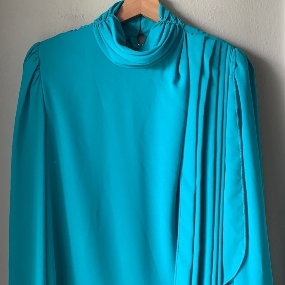 Vintage AFTER DARK Green Asymmetrical Draped Front Midi Dress